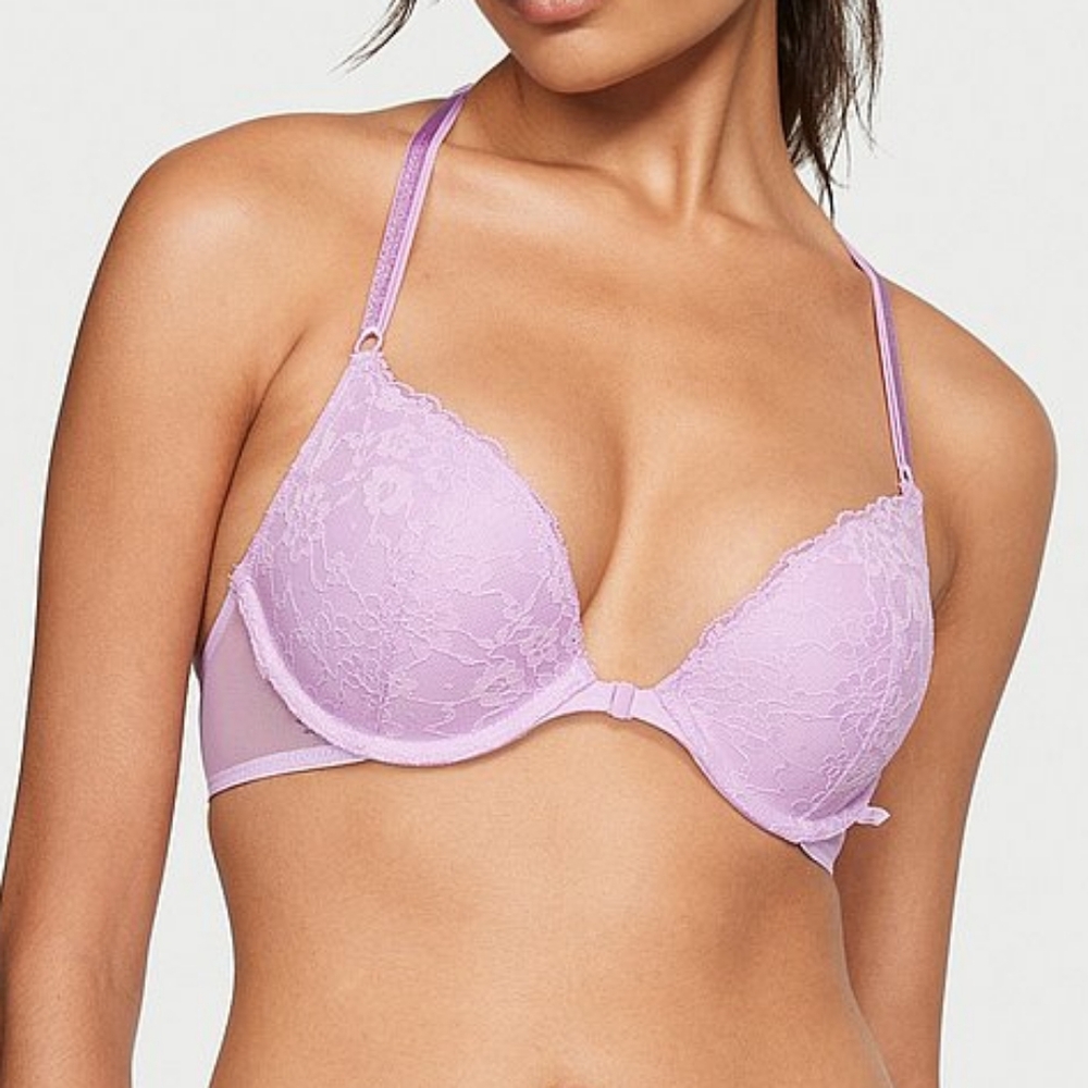 NEW Victoria's Secret Sexy Tee Posey Lace Front-Close Push-Up Bra 34DDD 34F